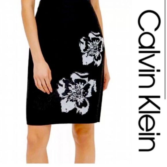 NWT xl Calvin Klein Floral Sweater Skirt - Picture 1 of 12